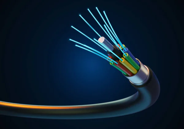 Fiber Optik gelecek Kablo teknolojisi karanlık arka plan üzerinde.