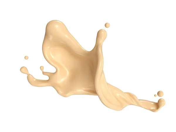 White Chocolate Splash Isolated Background Rendering Include Clipping Path — Stock Photo, Image