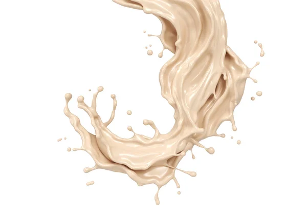 Spruzzata Latte Cioccolato Bianco Crema Cacao Con Percorso Ritaglio Illustrazione — Foto Stock