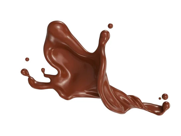 Bruine Chocolade Splash Geïsoleerd Achtergrond Rendering Omvatten Uitknippad — Stockfoto