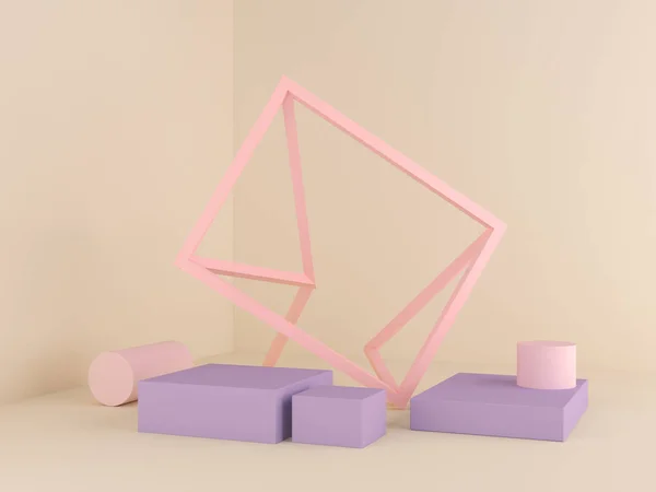 Abstracte geometrische vorm achtergrond, moderne minimalistische mockup voor podium display of Showcase, 3D rendering — Stockfoto