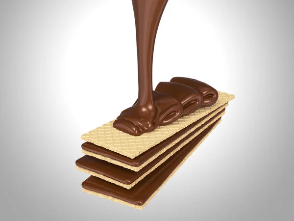 Mörk Choklad Hälls Kex Eller Krispig Wafer Med Urklippsbana Illustration — Stockfoto