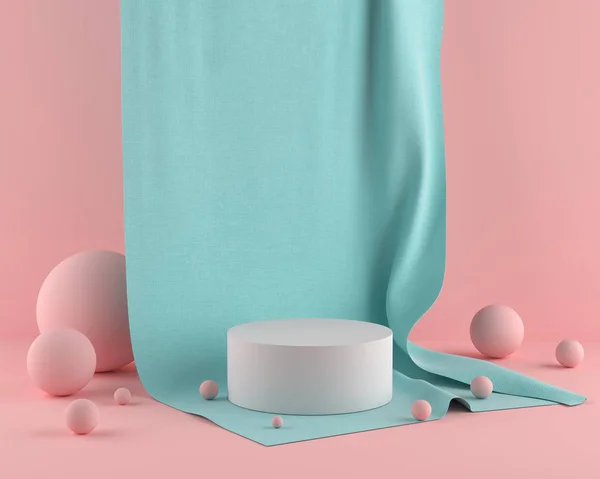 En az tasarım pastel renk podyum ile geometrik şekil soyut arka plan 3d Sahne render.