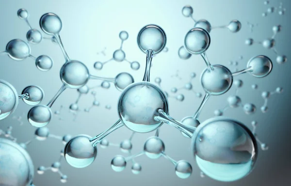 Fondo de ciencia con molécula o átomo, Estructura abstracta para ciencia o fondo médico, ilustración 3d . — Foto de Stock
