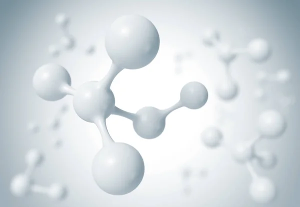 White molecule or atom, Abstract Clean structure for Science or medical background, 3d illustration. — 스톡 사진