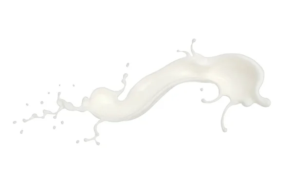 在白色背景上分离的牛奶或酸奶飞溅 3D渲染包括剪切路径 — 图库照片
