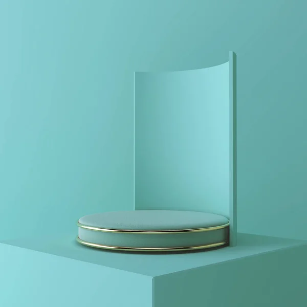 3d geometrik sahne tasarımı ve modern minimalist modelleme podyum veya vitrin, 3d görüntüleme.