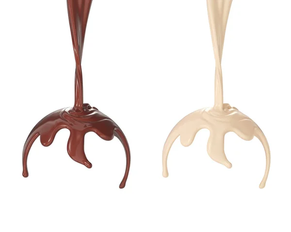 Шоколад Або Какао Молоко Сплеск Ізольовані Білому Тлі Включити Відсічний — стокове фото