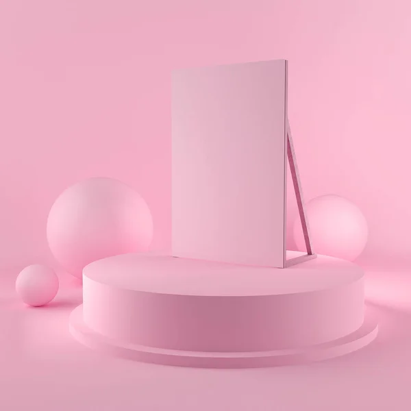 Abstract roze kleur geometrische vorm achtergrond, moderne minimalistische mockup voor podium weergave of showcase, 3d rendering. — Stockfoto
