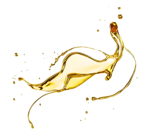 Zeytin veya motor yağı sıçraması, beyaz arka planda izole kozmetik serum sıvı, Kırpma yolu ile 3d illüstrasyon.