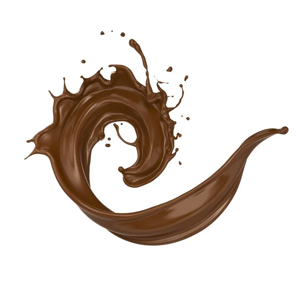 Splash Mlekiem Czekoladowym Lub Krem Kakaowy Ścieżką Przycinającą Ilustracji — Zdjęcie stockowe