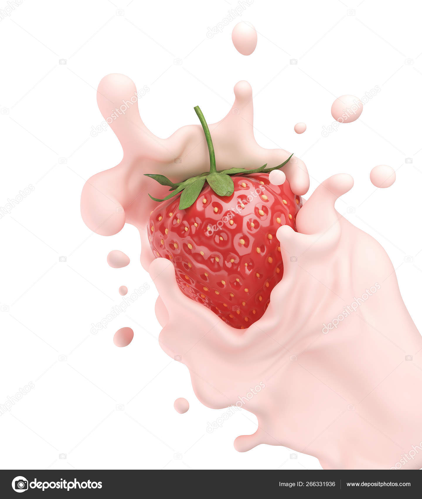 Fraise Tombant Dans Lait Rose Des Éclaboussures Yaourt Illustration — Photo  de stock par ©anusorn_nakdee - 266331936, image size:1440x1700