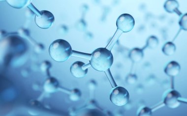 Molekül ya da atom, Bilim ya da medikal arkaplan için soyut yapı, 3D görüntüleme.