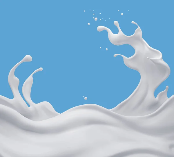 ミルクやヨーグルトスプラッシュ抽象的な背景 3Dイラスト — ストック写真