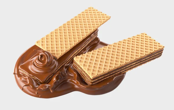 Söt Choklad Hälls Kex Eller Krispig Wafer Med Urklippsbana Illustration — Stockfoto