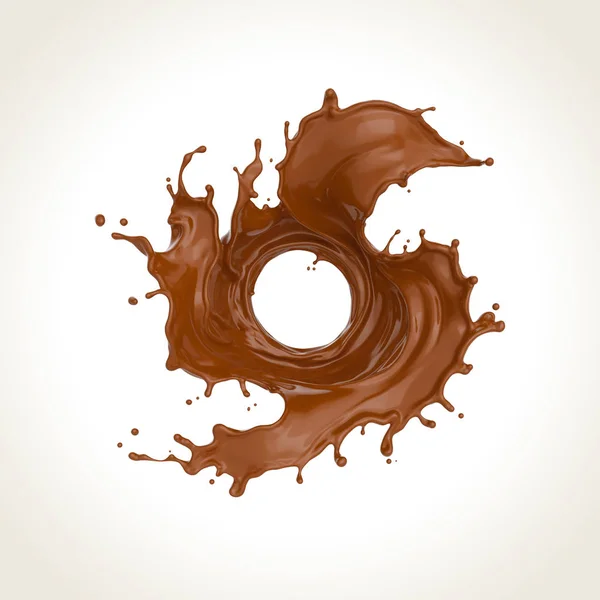 Chocolade Cacao Splash Spinnen Een Wervel Vorm Illustratie Met Uitknippad — Stockfoto