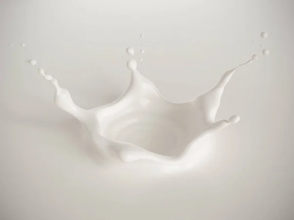 Goutte de lait avec éclaboussure et coulée, rendu 3d . — Photo