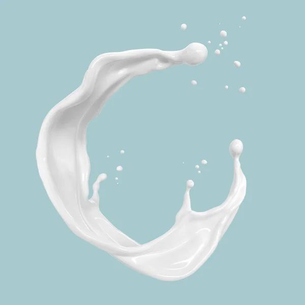 Splash Tej Vagy Joghurt Fehér Krém Vágógörbe Illusztráció — Stock Fotó