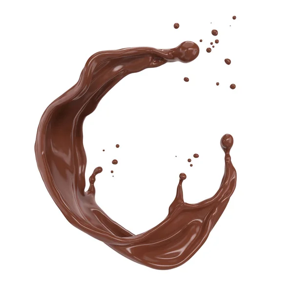 Spruzzata Latte Cioccolato Crema Cacao Con Percorso Ritaglio Illustrazione — Foto Stock