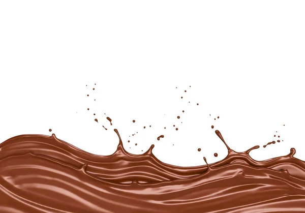 Çikolatalı Süt dalgasının soyut arkaplanı sıçrama ve girdap şeklinde, 3D görüntüleme. — Stok fotoğraf