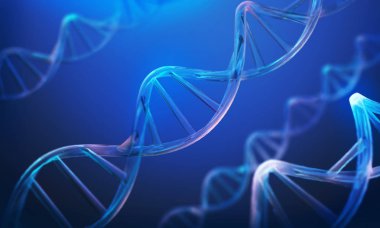 DNA sarmalları, molekül veya atom, Bilim veya tıbbi arka plan için soyut yapı, 3d illüstrasyon.