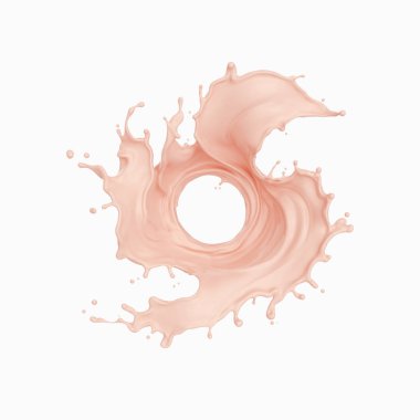 Süt sıçraması spiral ve burkulma şeklinde, 3D illüstrasyon.