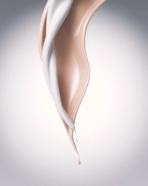 Základ tekuté stříkance s bílým mlékem, kosmetický doplněk 3D ilustrace. — Stock fotografie