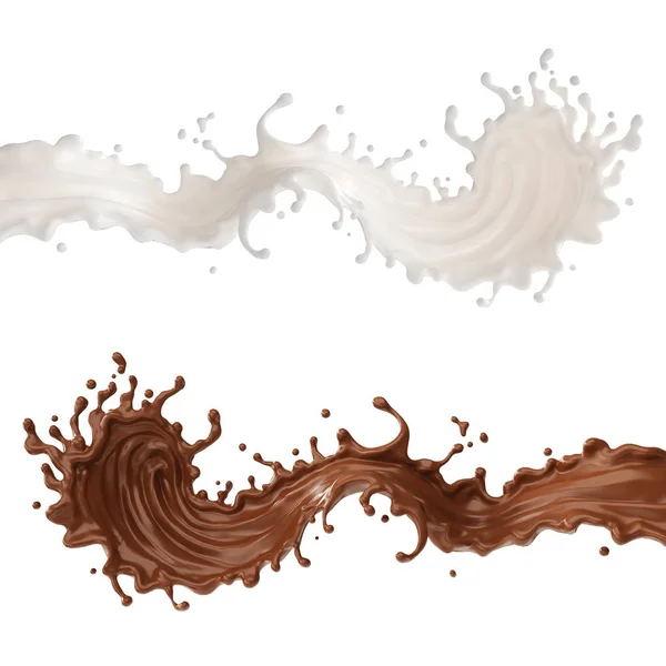 Salpicadura Chocolate Con Leche Verter Ilustración —  Fotos de Stock