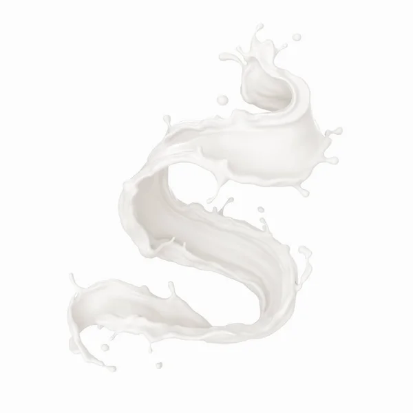 Lait éclaboussé en forme de spirale et torsion, illustration 3D . — Photo