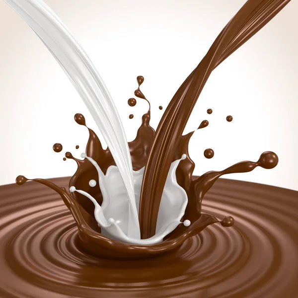 Salpicadura Chocolate Con Leche Verter Ilustración — Foto de Stock