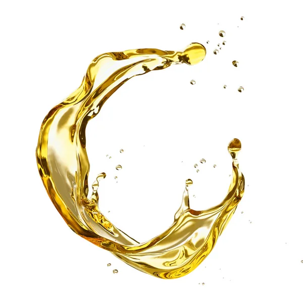 Olijfolie Motorolie Splash Gouden Zonnebloemolie Geïsoleerd Witte Achtergrond Illustratie Met — Stockfoto