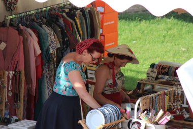 Vintage people, Senigallia, İtalya 12 Ağustos 2019, 50 'lerin Amerikan müzik ve kültürüne odaklı uluslararası müzik festivali. 