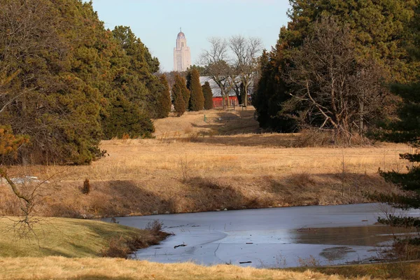 Viewing State Capitol Building Lincoln Nebraska Rural Country Location — Stock Photo, Image