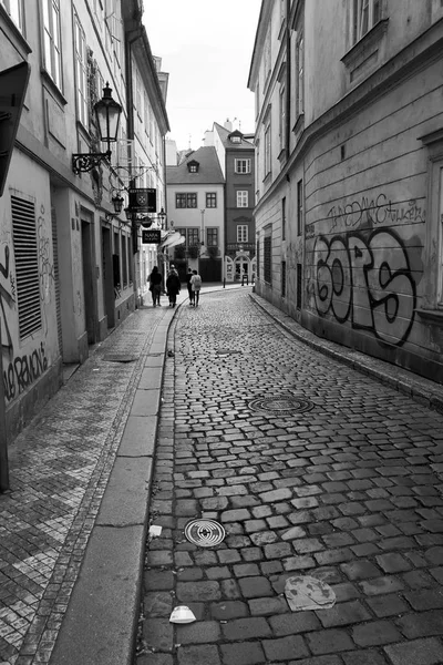 Der Graffiti Prags Gamle Historiske Bygninger - Stock-foto
