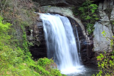 İpeksi pürüzsüz su erken ilkbaharda Blue Ridge Parkway boyunca Kuzey Carolina düşüyor