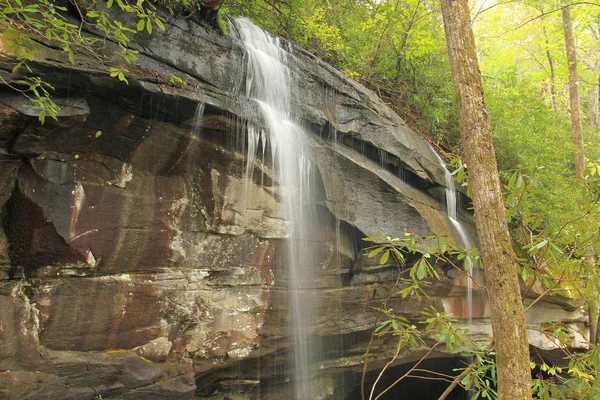 Silky smooth water falls in North Carolina along the Blue Ridge Parkway in the early spring