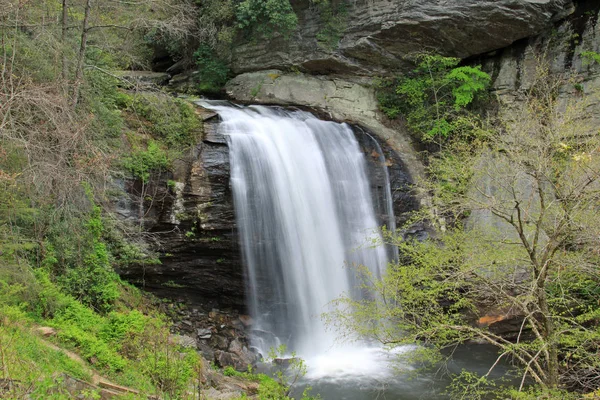 Silky smooth water falls in North Carolina along the Blue Ridge Parkway in the early spring