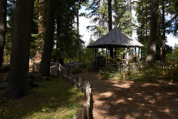Gazbo Construído Com Pinheiros Fica Jardim Remoto Longo Lago Tahoe — Fotografia de Stock
