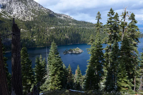 Lac Tahoe Avec Île Tea House Milieu Des Photos Prises — Photo