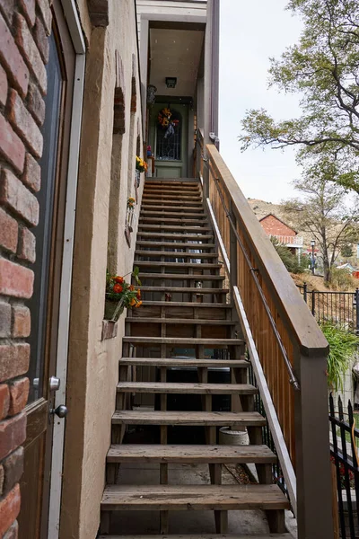 Долгий Подъем Лестнице Попасть Дом Вирджиния Сити Штат Невада — стоковое фото