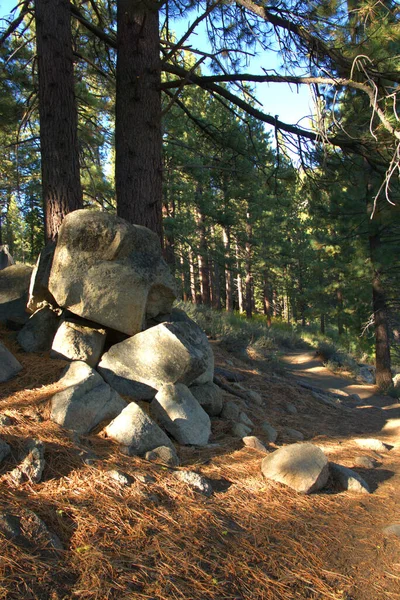 Grandes Pedras Granito Longo Trilha Caminhadas Montanha — Fotografia de Stock