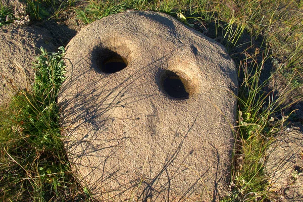 Die Löcher Granit Wurden Vom Nomatischen Volk Der Washo Mörser — Stockfoto