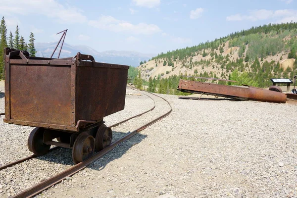 Chariot Minerai Acier Assis Sur Une Voie Évitement — Photo