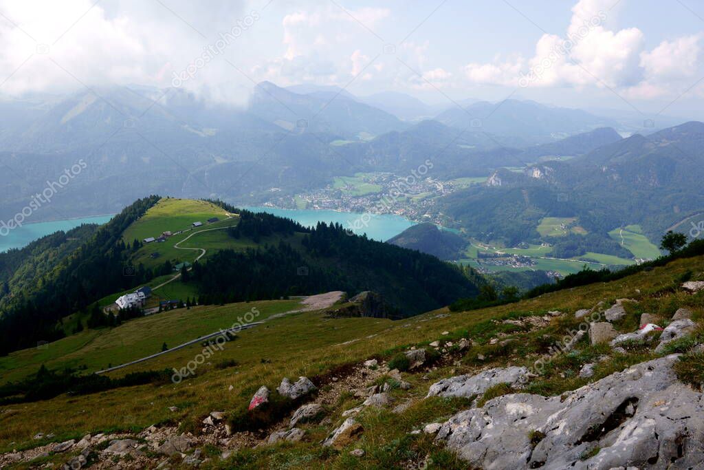 Steepest cog railway in Austria from St. Wolfgang to the top of the 1,783 m tall Schafberg.