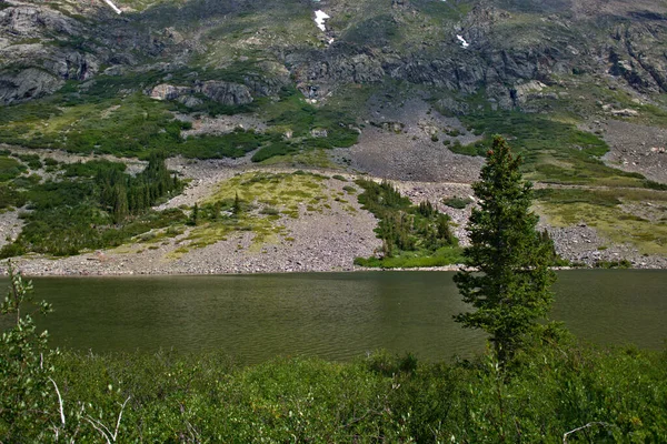 Les Eaux Claires Froides Lac Montagne Ruissellement Neige Dans Les — Photo