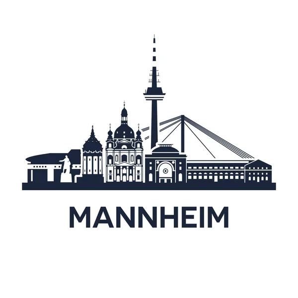 Godło panoramę miasta Mannheim, miasta w południowo-zachodniej części Niemiec — Wektor stockowy
