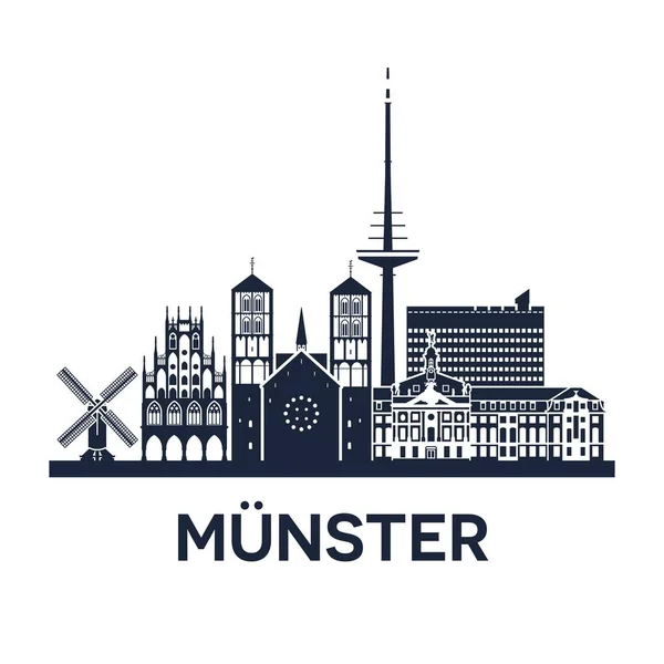 Skyline emblem Munster, stad i Nordrhein-Westfalen, Tyskland — Stock vektor