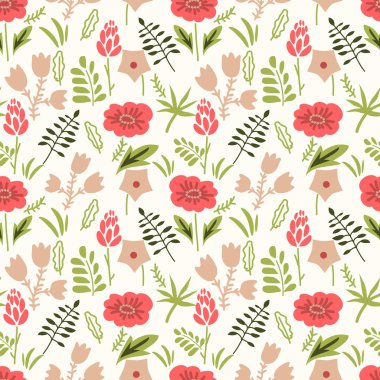 Dekoratif çiçeklerle kusursuz desen