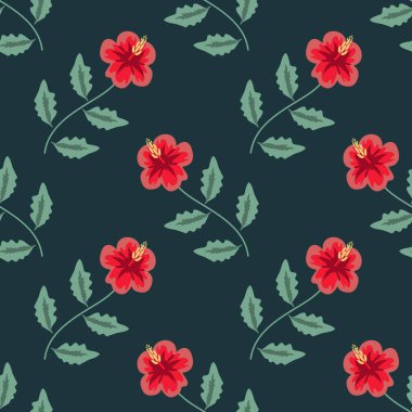 Sorunsuz dekoratif hibiscus çiçek deseni