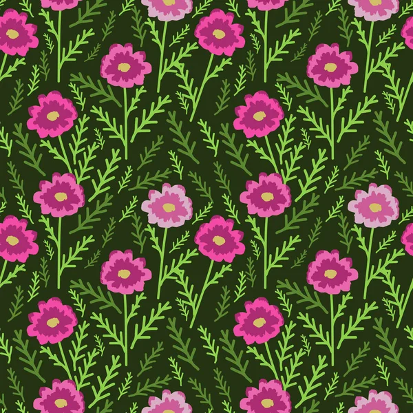 Seamless Pattern Decorative Flowers — Stock Vector
